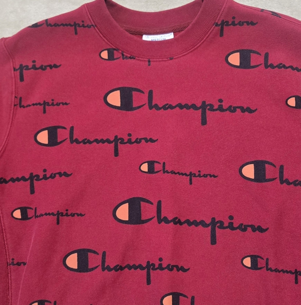Champion Reverse Weave Burgundy Crewneck Sweatshirt Mens Size Medium AOP Sports